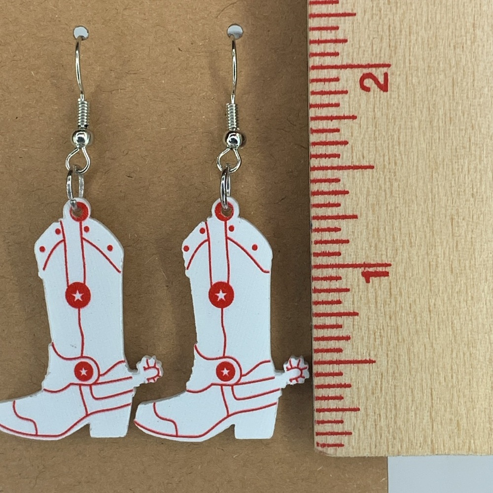 Cowboy Boots Acrylic Dangle Earrings Country Style Fashion Jewelry - Picture 2 of 2